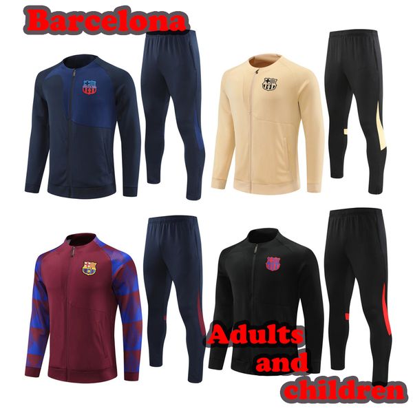 

2023 2024 sportswear soccer shirt training kit 22/23/24 long zipper men kids set sportswear apparel, Black