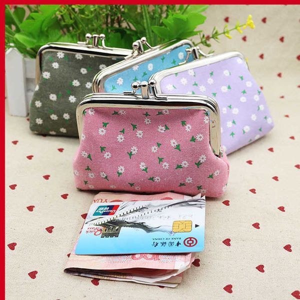 

fashion exquisite small coin purse korean fabric small fragmented flower zero wallet women's short handbag, Red;black