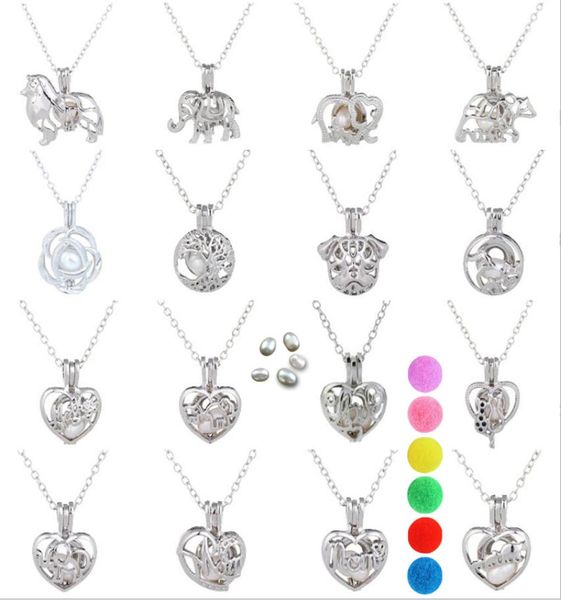 

new fashion design pearl cage mother and baby locket pendant findings cage essential oil diffuser locket for oyster pearl fiber ba2925413, Silver
