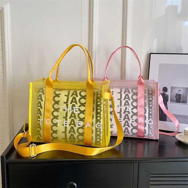 

designer bag 2023 handbag women's summer new letter printing mesh handheld one shoulder crossbody foreign style tote