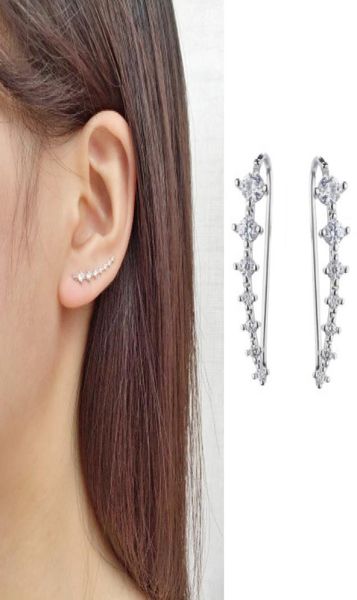 

7 crystal cubic zirconia ushaped ear clip cuff cartilage earrings for women 925 sterling silver hypoallergenic earrings fashion je3509940, Golden;silver