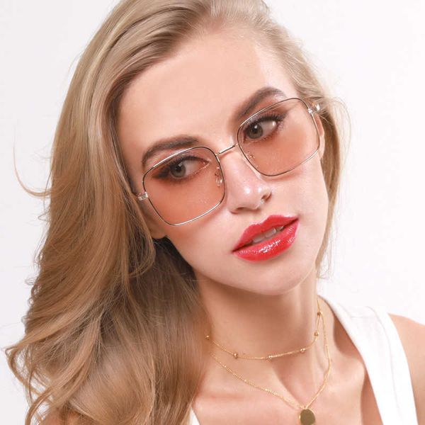 

new korean fashion metal square men's and women's transparent trend versatile sunglasses s2026, White;black