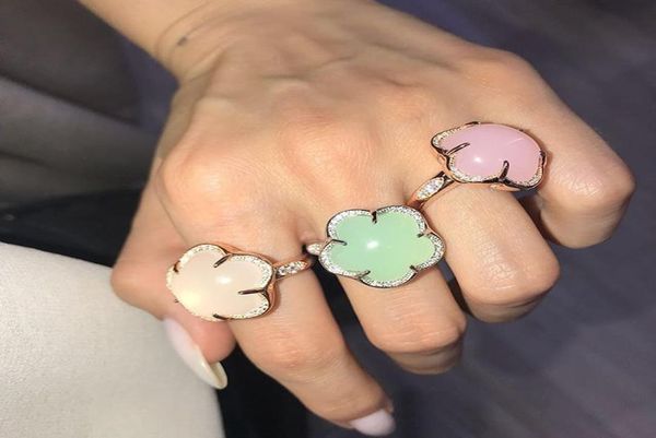 

fashion five petal flower pink white green colorful opal jewelry 925 sterling silver ring white gold color fine jewelry for women2918582, Golden;silver
