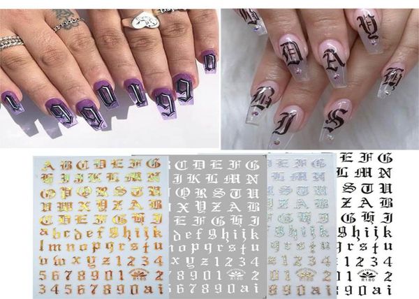

nail decoration stickers on the nails of the inscription accessoires rose gold letter decal sticker art for manicure back glue4532996, Black