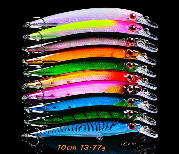 

10 color mixed 11cm 1377g minnow hard baits lures fishing hooks 4 treble hook fishhooks pesca tackle fs757103183