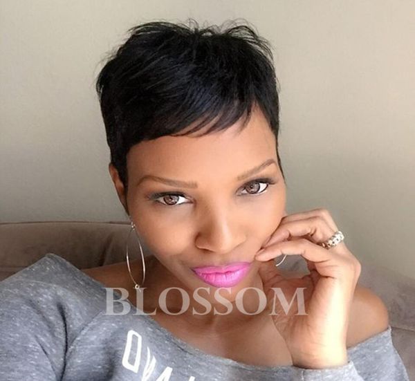 

short pixie human hair wigs brazilian short lace front human hair wigs for black women machine made wigs3868289, Black;brown