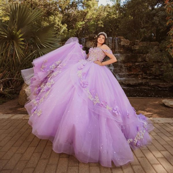 

lavender sweetheart ball gown quinceanera dresses vestidos de 15 anos fashion 3dflower beading tulle sweet 16 princess party gown, Blue;red