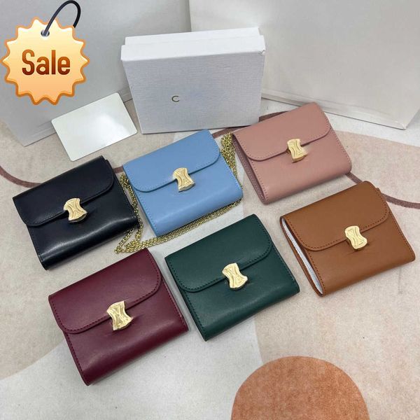 

brand designer change purse card pack handbag sailin new women's leather purses chain multi-function card cow three-fold wallet butterf