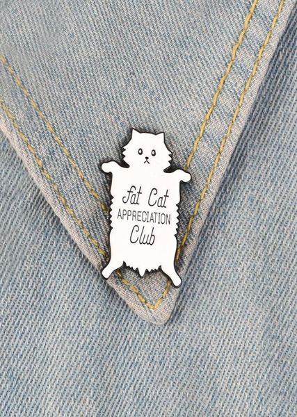 

white cat enamel pins fat kitten badges custom brooches pastel lapel pin denim shirt cartoon cute animal club jewelry gift8367563, Gray