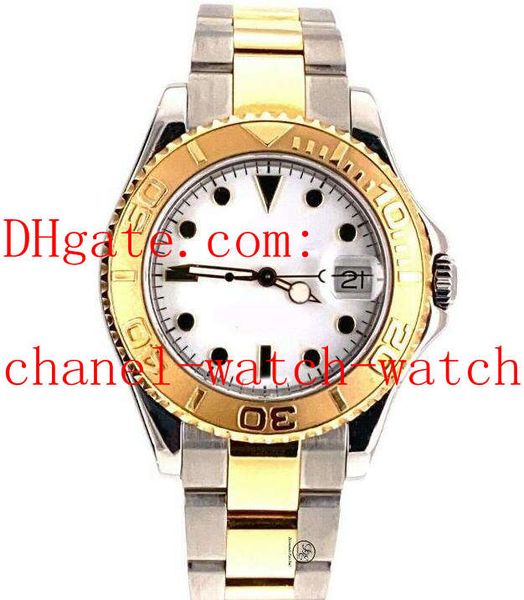 

168623 35mm two tone 18k yellow gold & ss white dial mechanical automatic watch womens wristwatches, Slivery;brown