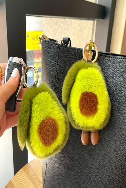 

lovely rex rabbit fur avocado bag pendant cute doll car key07668670, Silver