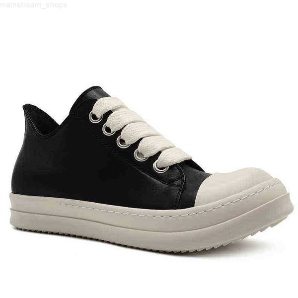 

men's ro low sports single shoe leather casual versatile thick sole shallow five hole wide lace up rubber raised board shoes, Black