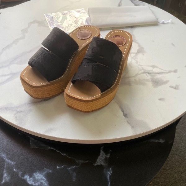 

famous designer sandals women women woody mules low high flat thick sole slippers slides summer lady flip flops shoes coach trainers sneaker, Black
