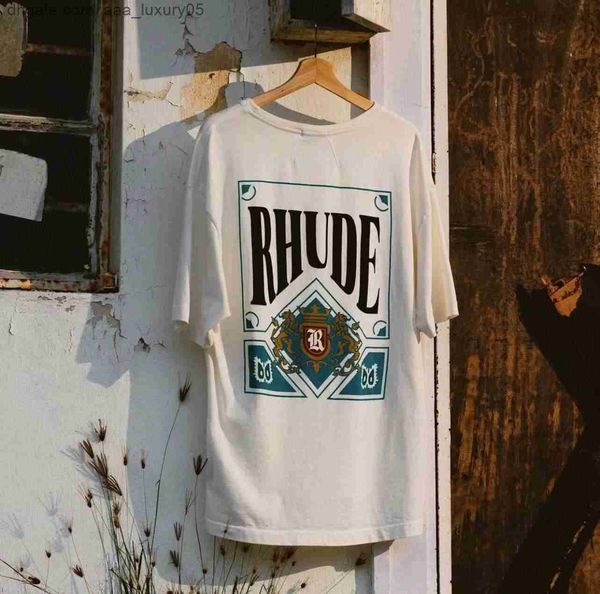

designer fashion clothing tees tshirts rhude kaleidoscope playing card short sleeve t white loose large cotton t-shirt men's summer co, White;black
