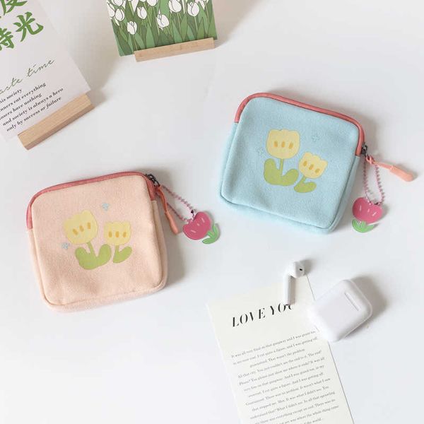 

bag korean version lovely girl heart summer color contrast zero wallet girl ins simple flower square bag student coin bag fashion