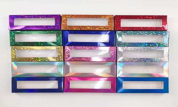 

laser soft paper boxes empty eyelashes holographic case without tray eyelash packaging accept custom private logo mink lashes vend5536266