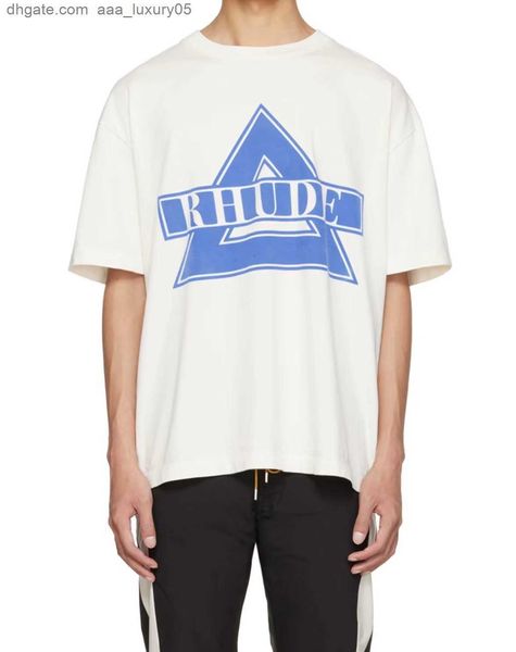 

designer fashion clothing tees tshirts rhude triangle banner printed short sleeve t-shirt white half sleeve pure cotton trend brand summer m, White;black