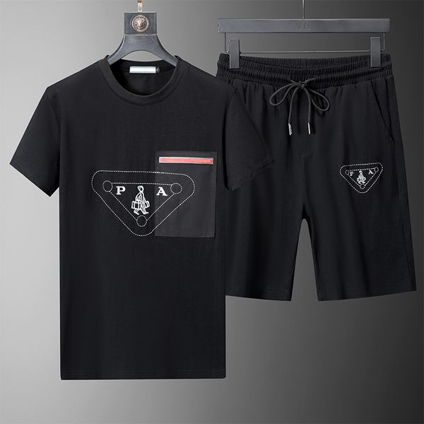 

designer men's tracksuits two-piece short sleeve suit black and white triangle board luxury classic letter fashion multi-style sports t, Gray