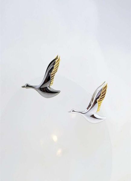 

bense designer 925 pure silver wild goose minority literature and art couple suit coat brooch man8042314, Gray