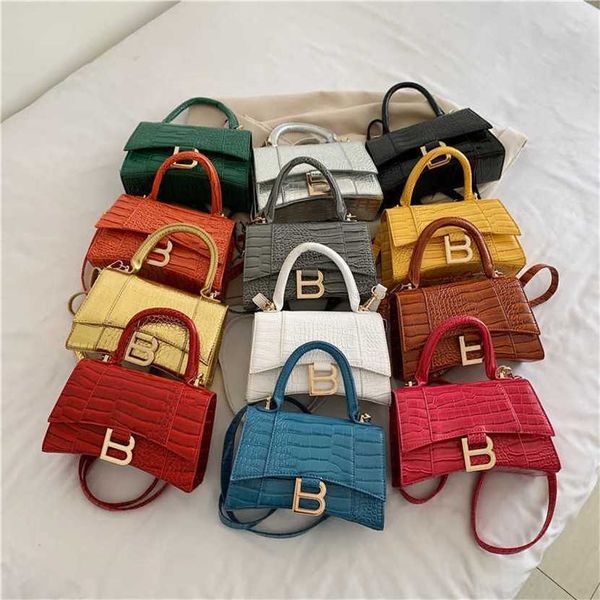 

designer bag 2023 handbag hourglass new single shoulder crossbody handheld crocodile pattern bright face factory goods small square for wome