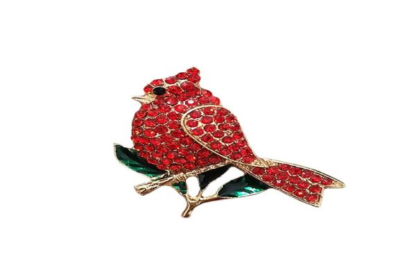 

20 pcslot rhinestone brooches red cardinal crystal christmas holiday small bird animal pins for women man gift8129483, Gray