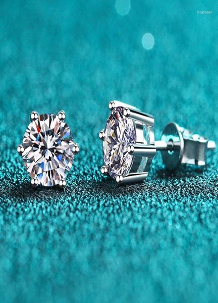 

cluster rings neetim moissanite earrings screw stud sterling silver d vvs1 lab diamond with gra classic 6 round ear studs for wome3162984, Golden;silver