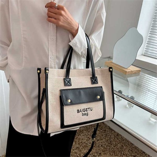 

designer bag 2023 handbag large capacity women's canvas handbag new one shoulder crossbody texture tote