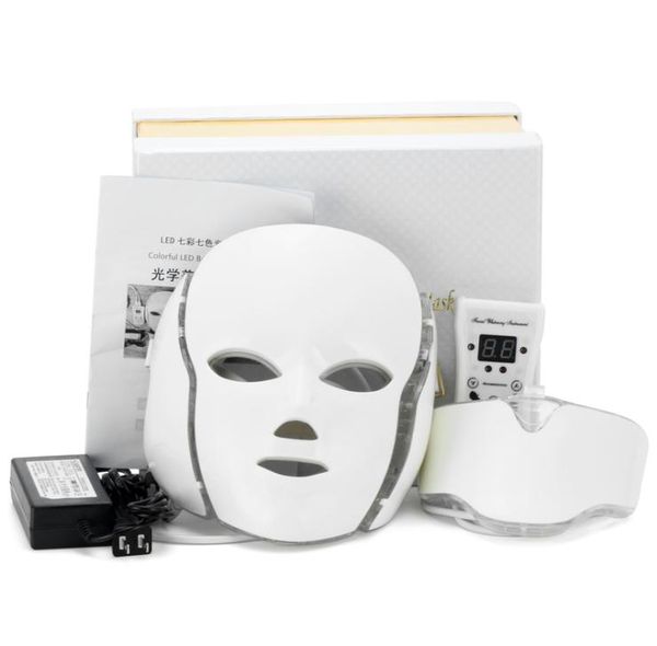 

7 color led light therapy face beauty machine neck mask with microcurrent for skin whitening device5670132