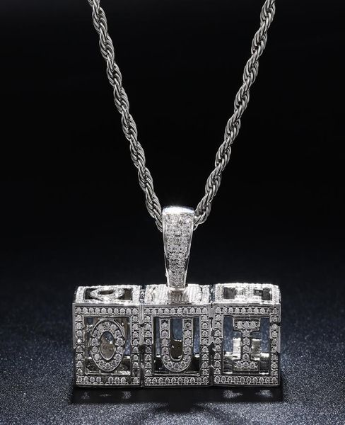 

az 09 custom name square cube hollow letters pendant necklace chain gold silver cubic zircon men women hiphop jewelry8475745