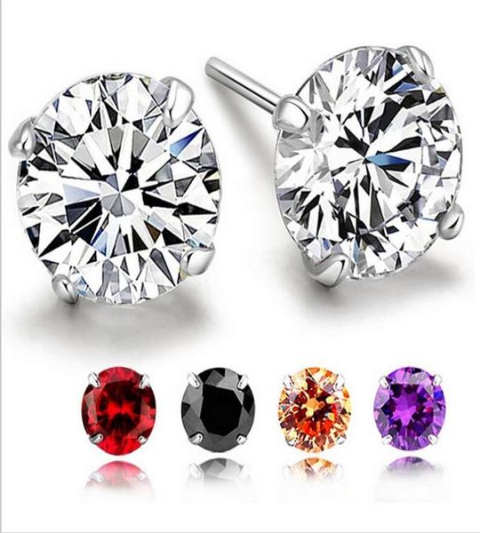 

925 sterling silver shining diamond crown stud earrings fashionable jewelry beautiful wedding engagement gift 4331949, Golden;silver