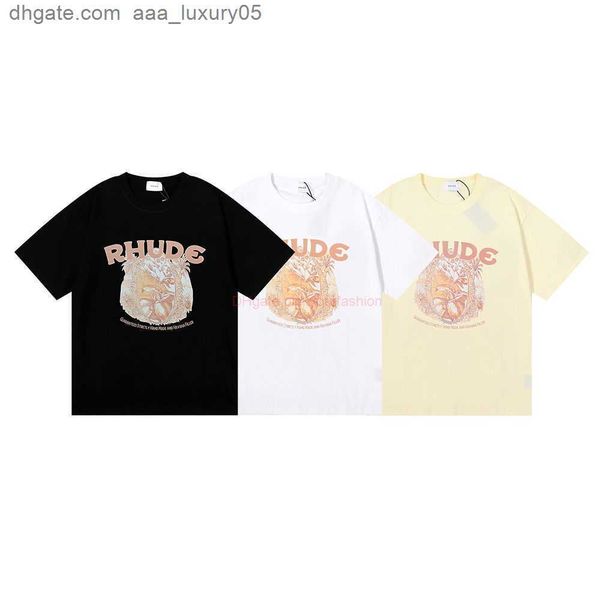 

designer fashion clothing tees tshirt niche fashion rhude simple color printed high weight double yarn pure cotton casual short sleeved tshi, White;black