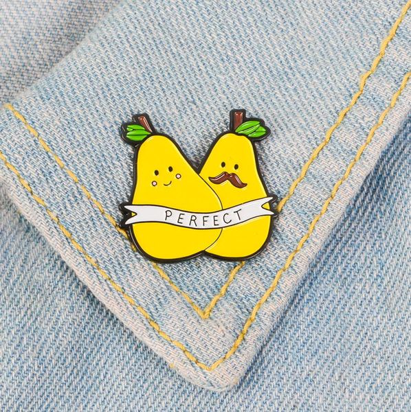 

lovers pears enamel pin cartoon perfect badge brooch lapel pin denim jeans bags shirt collar fun fruit jewelry gift for friends4182483, Gray
