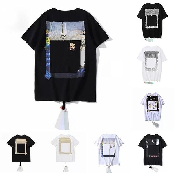 

classic clothing off men's t-shirts offs white irregular arrow summer finger loose casual short sleeve t-shirt for men and women, White;black