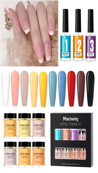 

6 colorsset suit package dipping powder kit nail art glitter no baking light french french tip pink and white7271626, Silver;gold