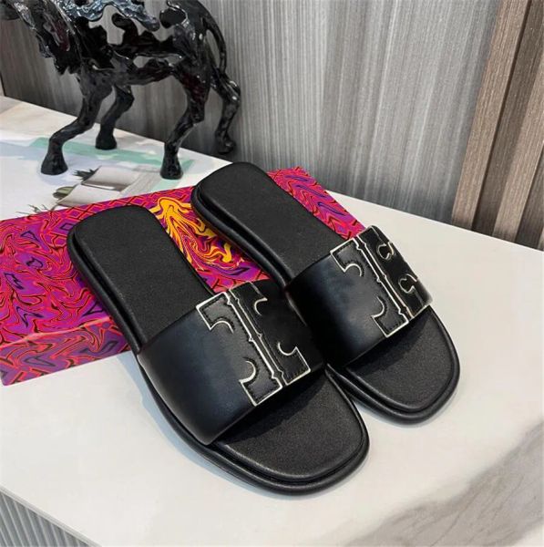 

622sslippers women summer slippers sandals bench shoes stylish comfortable genuine leather flat soft sole comfortable simplicity non sli enh, Black