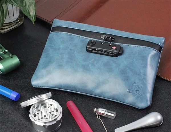 

30pcs waterproof smoking smell proof bag leather tobacco pouch with combination lock for herb odor proof stash container storage c6547447