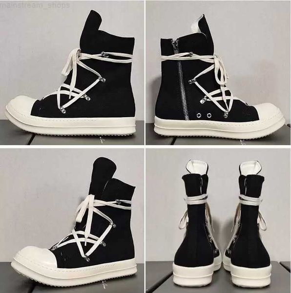 

2023 quality ro man high shoes women canvas sneakers black lace up boots