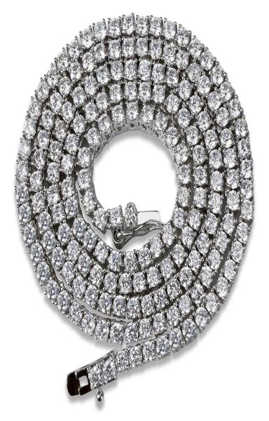 

hip hop gold chain 1 row round cut tennis necklace mens punk iced out rhinestone chain necklace micro inlaid cubic zircon choker4882756, Black