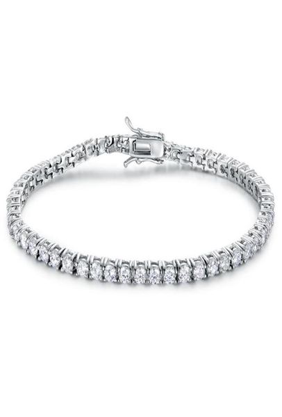 

100 authentic solid 925 sterling silver tennis chains hiphop tide bracelets zircon 3mm bracelet tennis bracelet luxury silver je3422305, Golden;silver