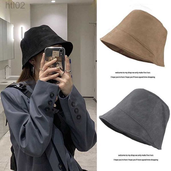 

designer lulus lemons women hat ball cap same style new autumn and winter solid color suede bucket hat for female niche small basin hat buck, Blue;gray