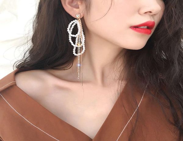 

2021925 dangle temperament fashion exaggerated geometric square diamond earrings net red simple female rectangular long section tp3435155, Silver