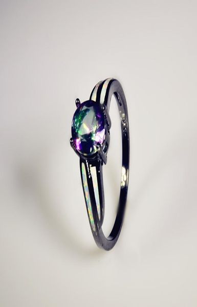 

whole retail fashion fine white fire opal rings and colorful zircon opal rings 10kt black gold filled rof15070044657640, Silver