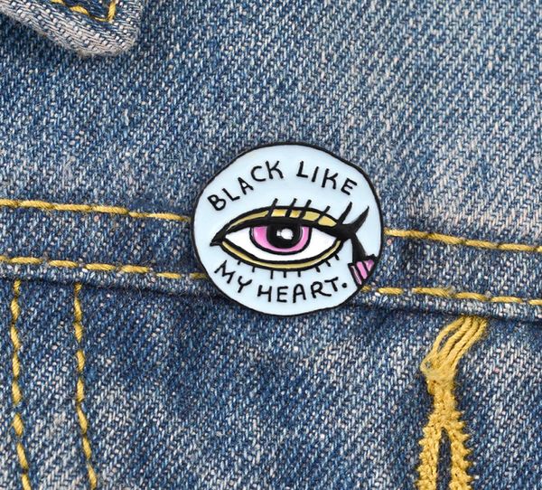 

black like my heart eye eyeliner personality creative brooch cartoon special tide new lapel denim badge4389452, Gray