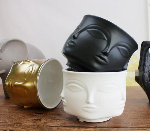 

nordic style potted face ceramic pot creative home multimeat pottery ornaments storage storage tank manufacturers whole6926806, Silver