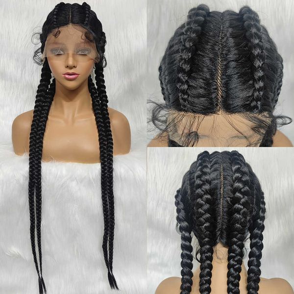 

synthetic wigs synthetic lace wig braided s natural dark 37 inches black burgundy for women american african wholesale 230227