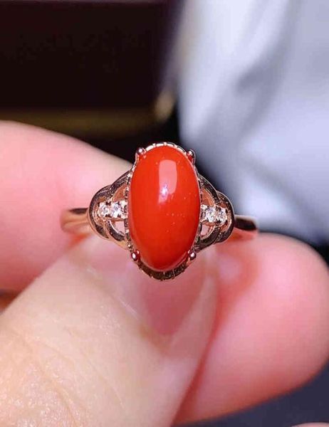 

rings colife 100 real for party 6mm8mm natural red ring 925 silver italian coral jewelry5474808, Golden;silver