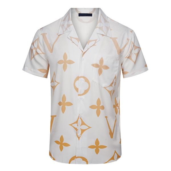 

summer mens designer shirt letter printed cotton beach shirts short sleeve fashion brand collar printing casual clothing asian size polo clo, White;black