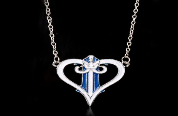 

dongsheng japanese anime blue kingdom hearts crown necklaces pendants metal enamel heart cartoon charms necklace gift304882762, Silver