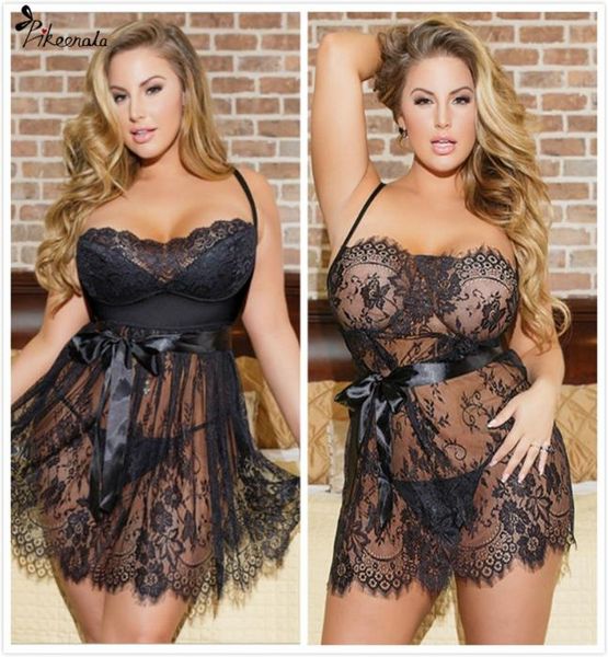 

5xl plus size women lingerie erotic apparel porno lace flower sleepwear underwear nightwear night gown costumes7845154, Red;black