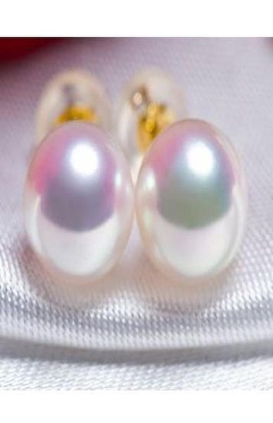 

beautiful south sea round white 910mm pearl earring 14k gold1275177, Golden;silver